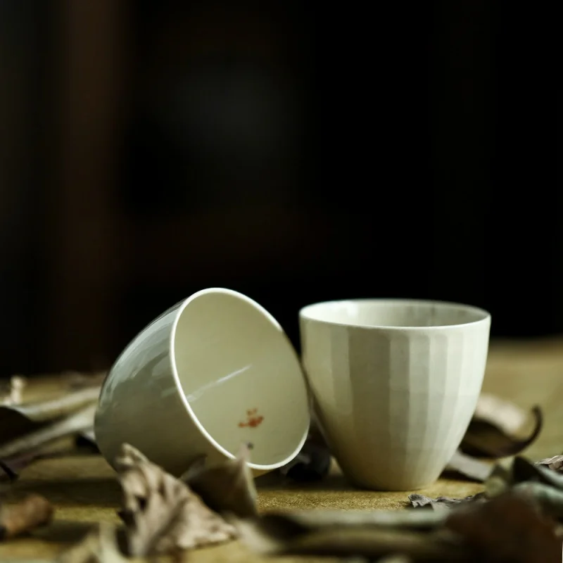 ★Tao Yazar El Yapımı Doku çay bardağı çay bardağı Koku Kokulu Fincan Çim ve Ahşap Gri Sır çay bardağı
